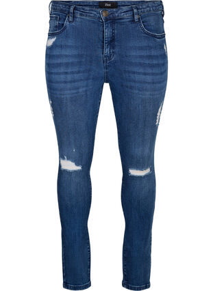 Zizzi Super-Slim Amy Jeans mit Abnutzungsdetails, Blue Denim, Packshot image number 0