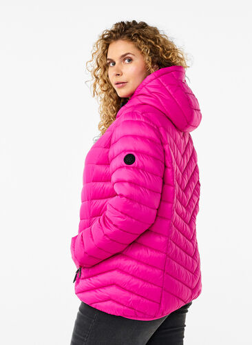 Zizzi Leichte Jacke mit Kapuze, Fuchsia Red, Model image number 1