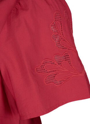 Zizzi  Kurzarm-Bluse aus Viskose mit Stickerei, Tango Red, Packshot image number 3