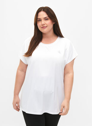 Zizzi Kurzärmliges Trainings-T-Shirt, Bright White, Model image number 0