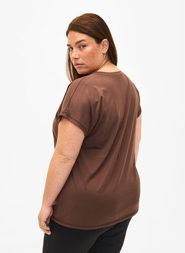 Zizzi Kurzarm Trainingsshirt, Chocolate Martini, Model image number 1