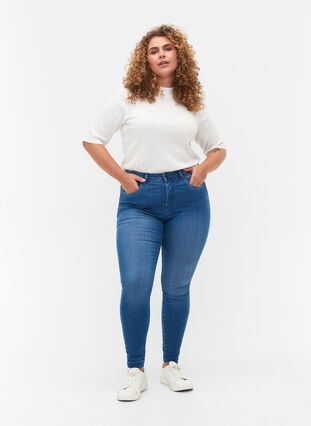 Zizzi Extra schmale Amy Jeans mit hoher Taille, Light blue, Model image number 0