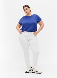 Hochtaillierte Super Slim Amy Jeans, White, Model