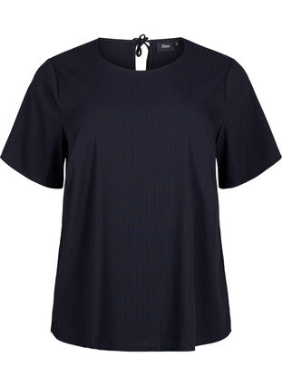 Zizzi Kurzärmelige Bluse aus Viskose mit Schleifen, Black, Packshot image number 0
