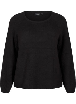 Zizzi Locker sitzende Strickbluse mit Rundhalsausschnitt, Black, Packshot image number 0