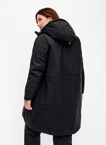 Zizzi Winterjacke mit verstellbarer Taille, Black, Model image number 1