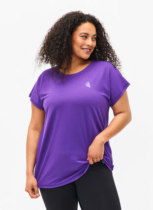 Zizzi Kurzarm Trainingsshirt, Heliotrope, Model image number 0