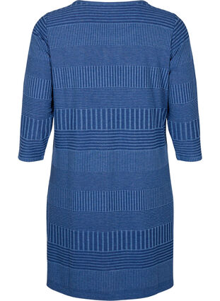 Zizzi Kleid mit 3/4-Ärmeln und Streifenmuster, Estate Blue Melange, Packshot image number 1
