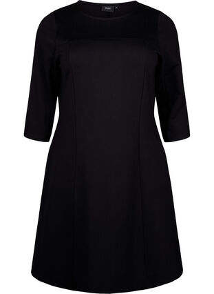 Zizzi A-förmiges Kleid mit 3/4-Ärmeln, Black, Packshot image number 0