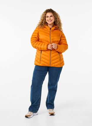 Zizzi Leichte Jacke mit Kapuze, Marmelade, Model image number 2