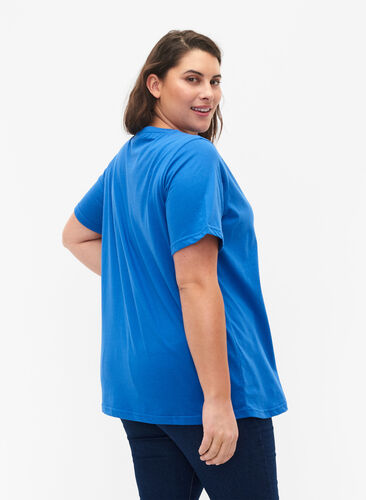 Zizzi FLASH - T-Shirt mit Rundhalsausschnitt, Strong Blue, Model image number 1