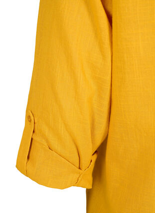 Zizzi Hemdbluse aus Baumwolle mit V-Ausschnitt, Golden Yellow, Packshot image number 3