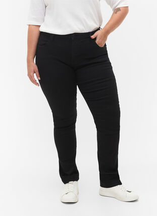 Zizzi Slim Fit Emily Jeans mit normaler Taillenhöhe, Black, Model image number 3