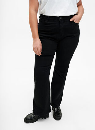 Zizzi Ellen Bootcut-Jeans mit hoher Taille., Black, Model image number 2