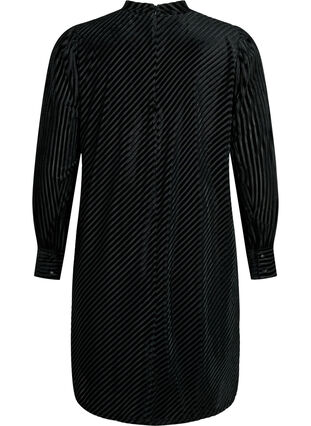 Zizzi Strukturiertes Kleid aus Velours, Black, Packshot image number 1