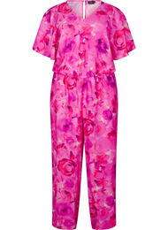 Geblümter Jumpsuit mit Fledermausärmeln, Pink Rose AOP, Packshot