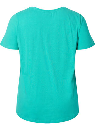 Zizzi Unifarbenes Basic-T-Shirt aus Baumwolle, Aqua Green, Packshot image number 1