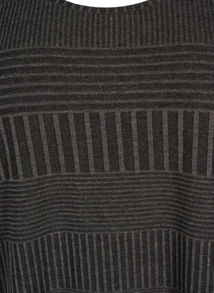 Zizzi Bluse mit 3/4-Ärmeln und Streifenmuster, Dark Grey Melange, Packshot image number 2