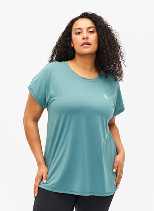 Zizzi Kurzarm Trainingsshirt, North Atlantic, Model image number 0