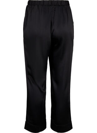 Zizzi Pyjama-Hose aus Satin mit elastischem Bund, Black, Packshot image number 1