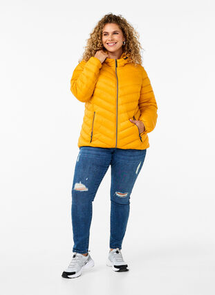 Zizzi Leichte Jacke mit Kapuze, Golden Orange, Model image number 2