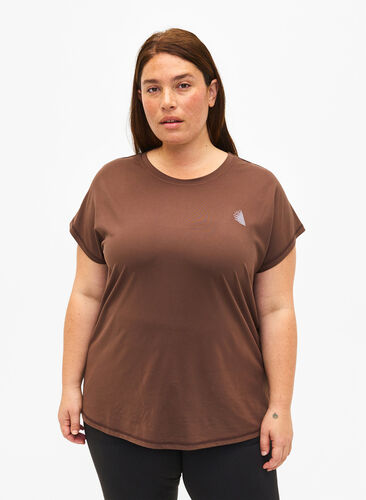 Zizzi Kurzarm Trainingsshirt, Chocolate Martini, Model image number 0