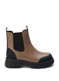 Extra-Weite – Croco Chelsea-Stiefel aus Leder, Pine Bark, Packshot