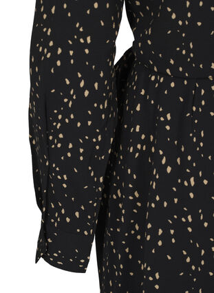 Zizzi Langärmliges Kleid mit Bindeband, Black w. Dot AOP, Packshot image number 3