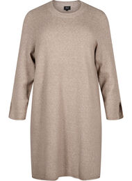 Strickkleid mit Rundhalsausschnitt und Schlitz, Desert Taupe Mel., Packshot