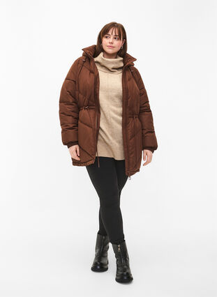 Zizzi Pufferwinterjacke mit Kapuze, Potting Soil, Model image number 2