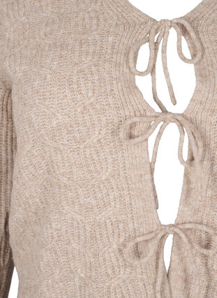 Zizzi Strickjacke mit Bindedetails, Simply Taupe Mel., Packshot image number 2