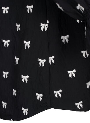 Zizzi Bluse mit Schleifen und 3/4-Ärmeln, Black White Bow, Packshot image number 4