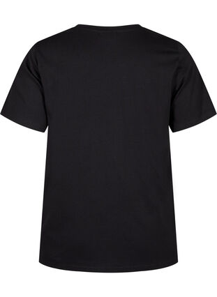 Zizzi T-Shirt aus Bio-Baumwolle mit Schleifendetail, Black, Packshot image number 1