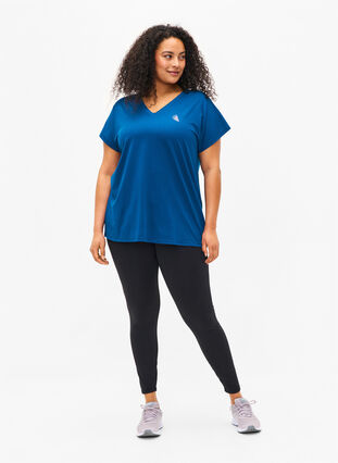 Zizzi Kurzarm Trainingsshirt, Princess Blue, Model image number 2