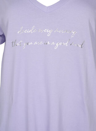Zizzi Organische Baumwoll-Nachthemd mit V-Ausschnitt, Lavender Decide, Packshot image number 2