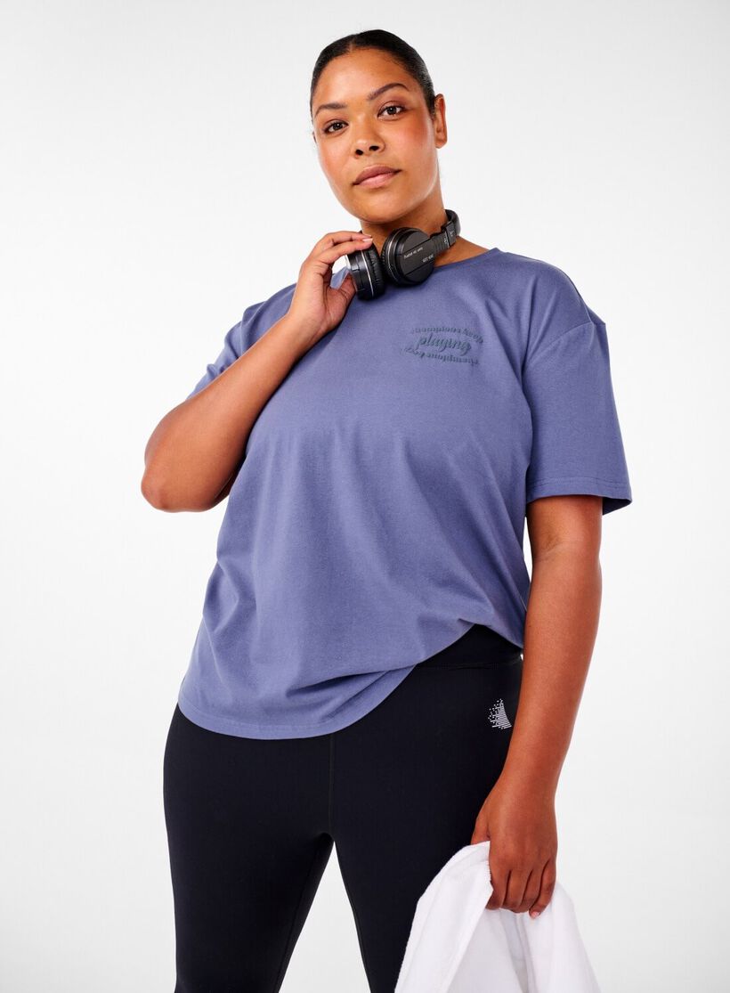 Zizzi Sportliches Bio-Baumwoll-T-Shirt, , Model, 1