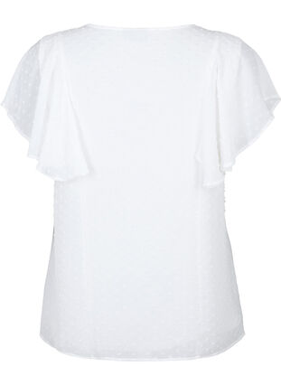 Zizzi Bluse mit gepunkteter Struktur und kurzen Ärmeln, Bright White, Packshot image number 1