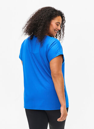 Zizzi Kurzarm Trainingsshirt, Princess Blue, Model image number 1