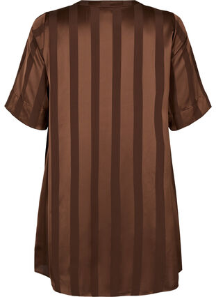 Zizzi A-Linien-Kleid mit Streifen und 1/2-Ärmeln, Chestnut, Packshot image number 1