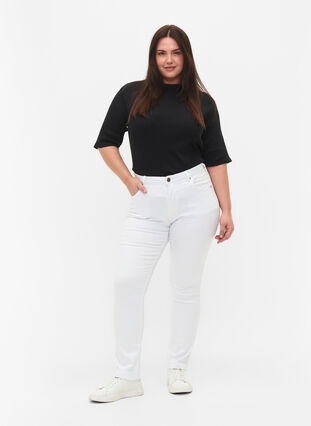 Zizzi Slim Fit Emily Jeans mit normaler Taillenhöhe, White, Model image number 0
