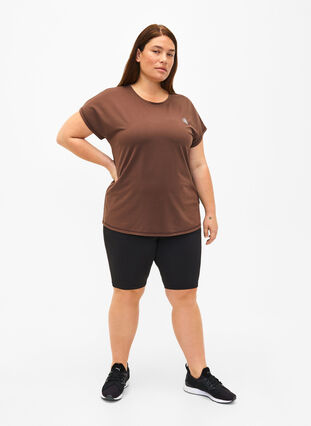 Zizzi Kurzarm Trainingsshirt, Chocolate Martini, Model image number 2