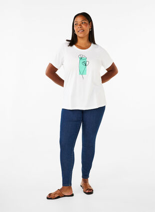 Zizzi FLASH - T-Shirt mit Motiv, Bright White Flower, Model image number 2