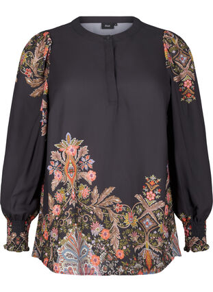 Zizzi Bluse mit Paisley-Druck, Black Paisley, Packshot image number 0