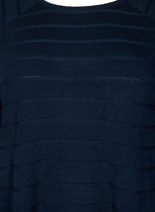 Zizzi Gestrickte Bluse mit ton-auf-Ton Streifen, Navy Blazer, Packshot image number 2