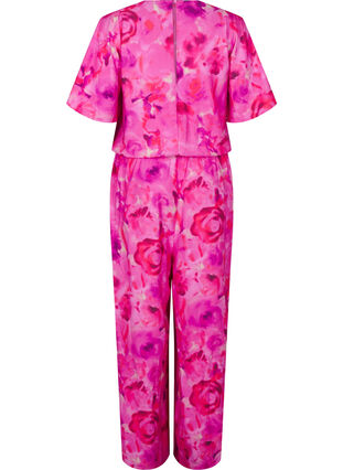 Zizzi Geblümter Jumpsuit mit Fledermausärmeln, Pink Rose AOP, Packshot image number 1