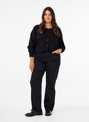 Zizzi Gemma Jeans mit hoher Taille und gerader Passform, Black, Model image number 0