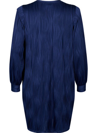 Zizzi Langärmliges Kleid mit Texturmuster, Maritime Blue, Packshot image number 1