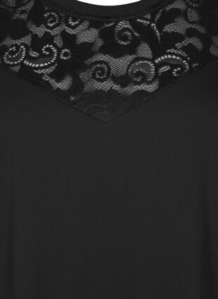 Zizzi Kurzes Sweatkleid mit Spitzendetail, Black, Packshot image number 2