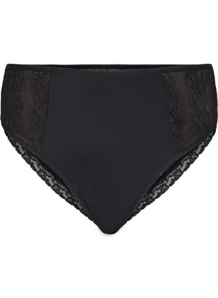 Zizzi Brazilian-Spitzen-Slips aus Mikrofaser, Black, Packshot image number 0