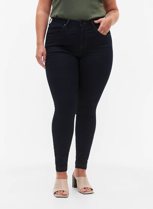 Zizzi Extra schmale Amy Jeans mit hoher Taille, Tobacco Un, Model image number 2
